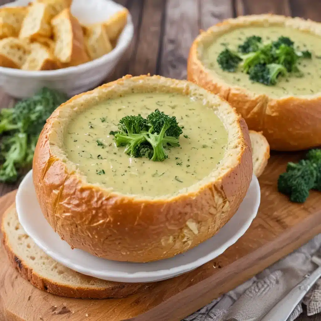 Broccoli Cheddar Soup in a Bread Bowl