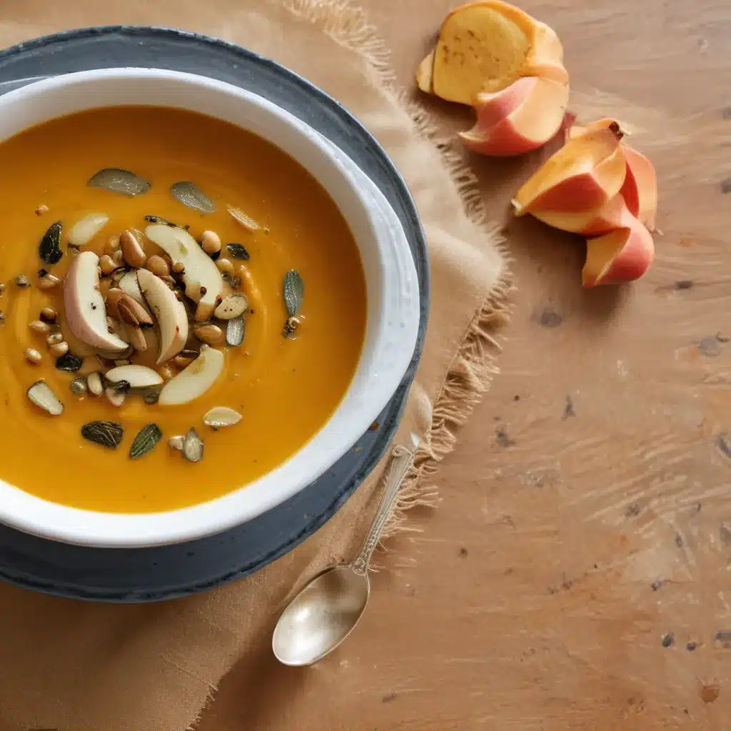 Butternut Squash and Apple Soup with Pumpkin Seeds