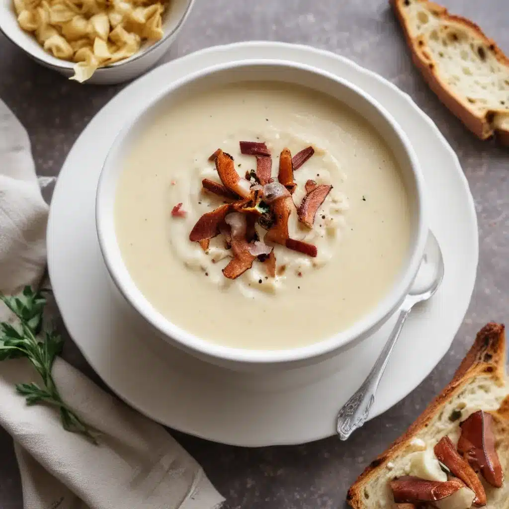Creamy Cauliflower Soup with Crispy Pancetta