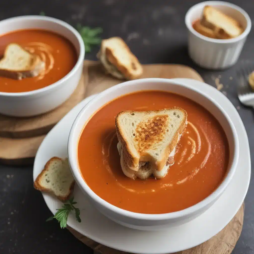 Creamy Tomato Soup with Mini Grilled Cheese Sandwiches