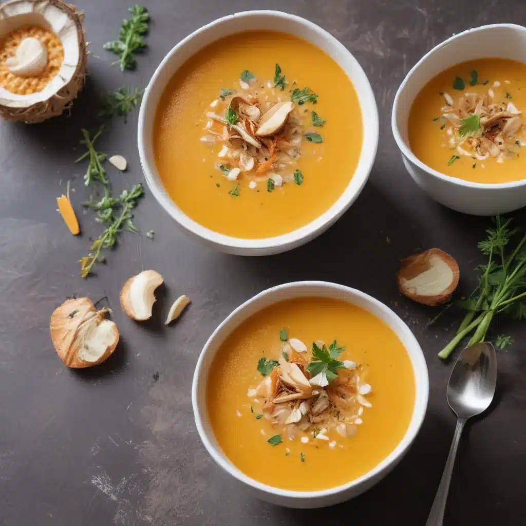 Ginger Carrot Soup with Toasted Coconut