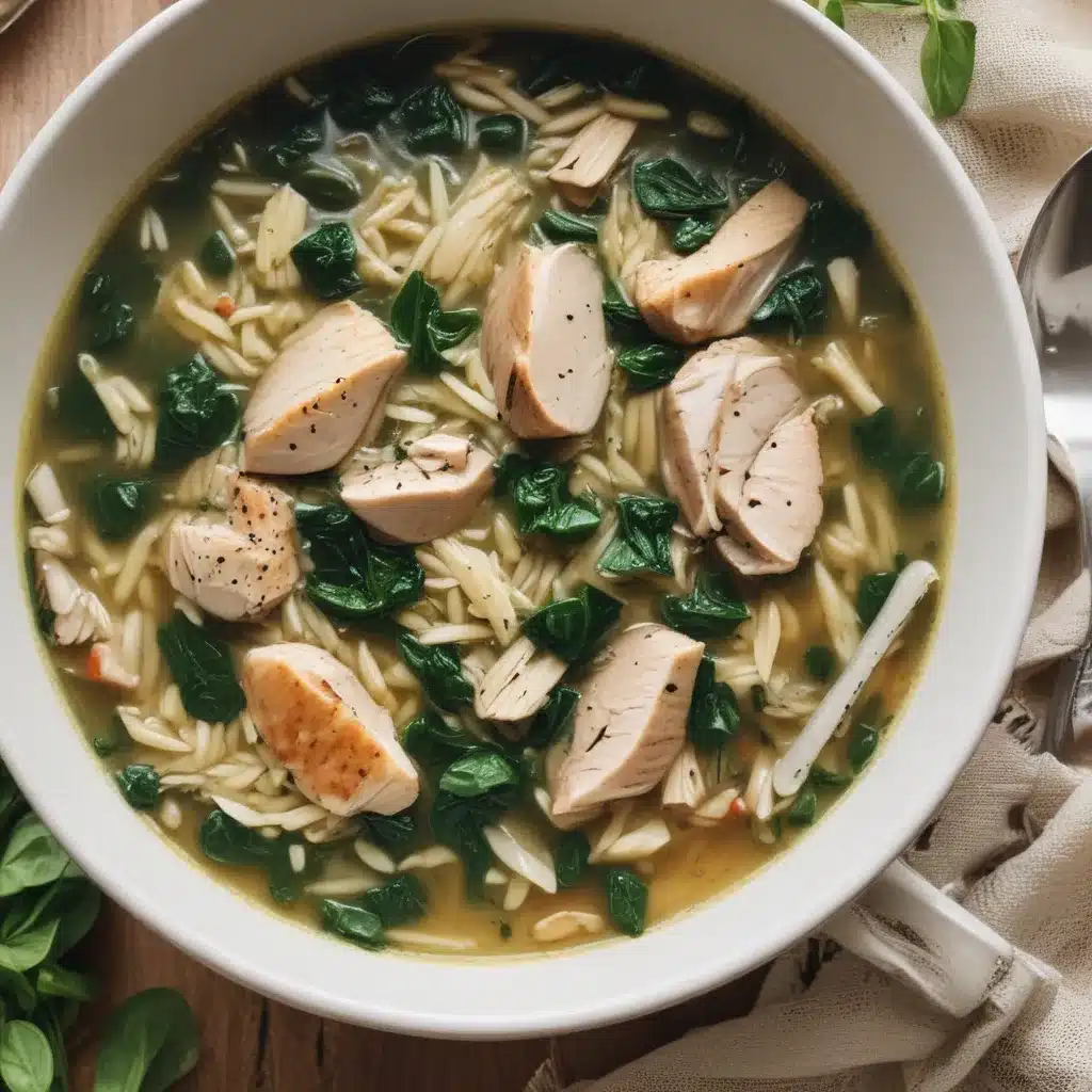 Lemony Chicken and Orzo Spinach Soup