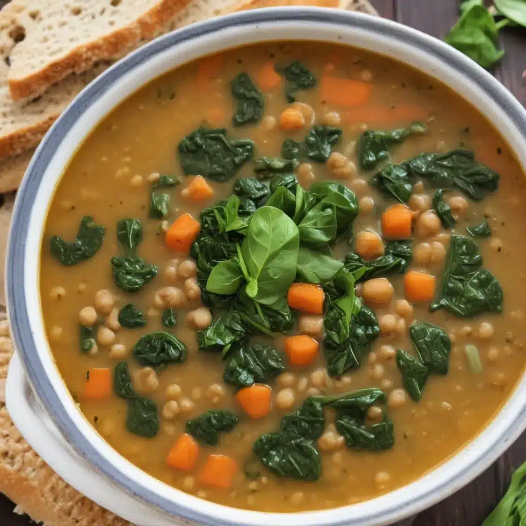 Simple Vegetarian Lentil Soup with Spinach
