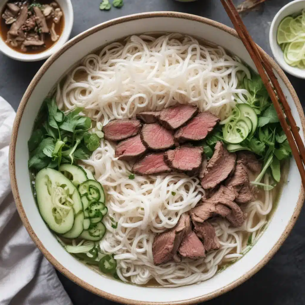 Vietnamese Pho with Beef and Rice Noodles