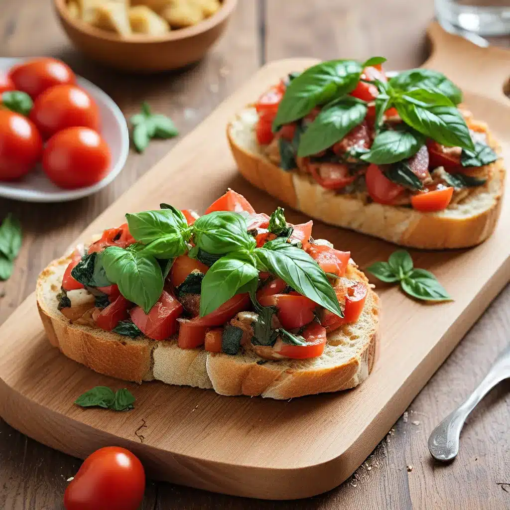 Breakfast Bruschetta with Tomato and Basil
