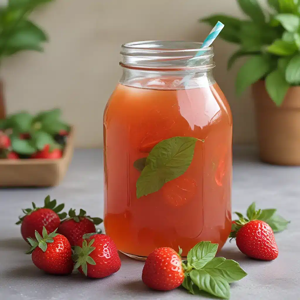 Refreshing Strawberry Basil Kombucha